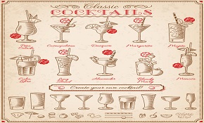 Hand-painted cocktail memo vector